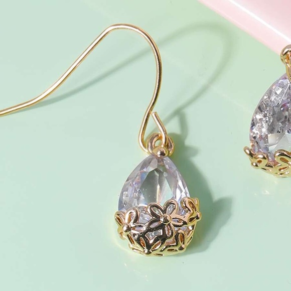 Any 2/$20! Gold Embellished Crystal Drop Earrings - Picture 6 of 8